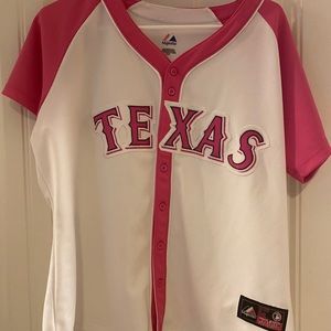 Texas Rangers Ladies Large Button up Jersey, $15.00
